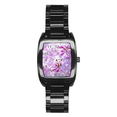 Pink Lilac Flowers Stainless Steel Barrel Watch by FunnyCow