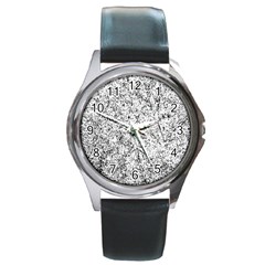 Willow Foliage Abstract Round Metal Watch