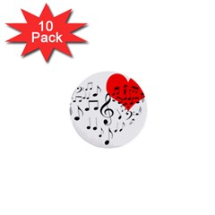 Singing Heart 1  Mini Buttons (10 Pack)  by FunnyCow