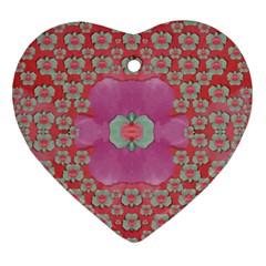 Fantasy Flowers In Everything That Is Around Us In A Free Environment Ornament (heart) by pepitasart