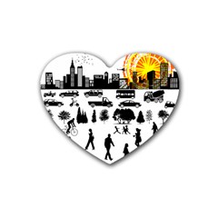 Good Morning, City Heart Coaster (4 Pack)  by FunnyCow