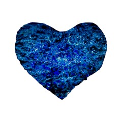 Water Color Navy Blue Standard 16  Premium Flano Heart Shape Cushions by FunnyCow