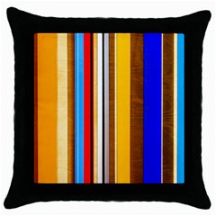 Colorful Stripes Throw Pillow Case (black) by FunnyCow