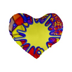 Embroidery Dab Color Spray Standard 16  Premium Flano Heart Shape Cushions by Nexatart
