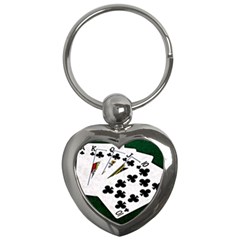 Poker Hands   Royal Flush Clubs Key Chains (heart)  by FunnyCow