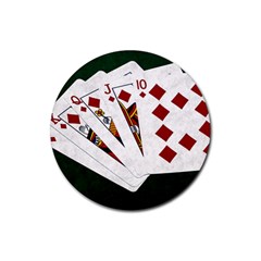 Poker Hands   Royal Flush Diamonds Rubber Round Coaster (4 Pack)  by FunnyCow