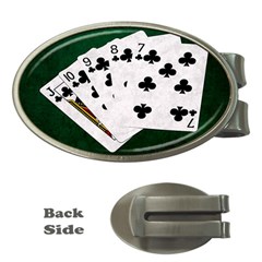 Poker Hands   Straight Flush Clubs Money Clips (oval)  by FunnyCow