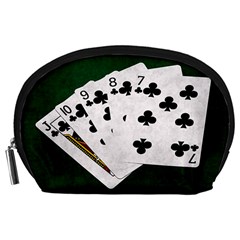 Poker Hands   Straight Flush Clubs Accessory Pouches (large)  by FunnyCow