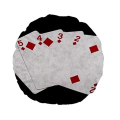 Poker Hands   Straight Flush Diamonds Standard 15  Premium Flano Round Cushions by FunnyCow