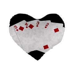 Poker Hands   Straight Flush Diamonds Standard 16  Premium Flano Heart Shape Cushions by FunnyCow