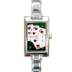 Poker Hands Straight Flush Hearts Rectangle Italian Charm Watch by FunnyCow