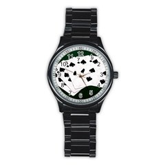Poker Hands Straight Flush Spades Stainless Steel Round Watch by FunnyCow