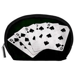Poker Hands Straight Flush Spades Accessory Pouches (large)  by FunnyCow