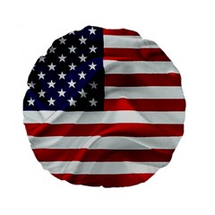 American Usa Flag Standard 15  Premium Flano Round Cushions by FunnyCow