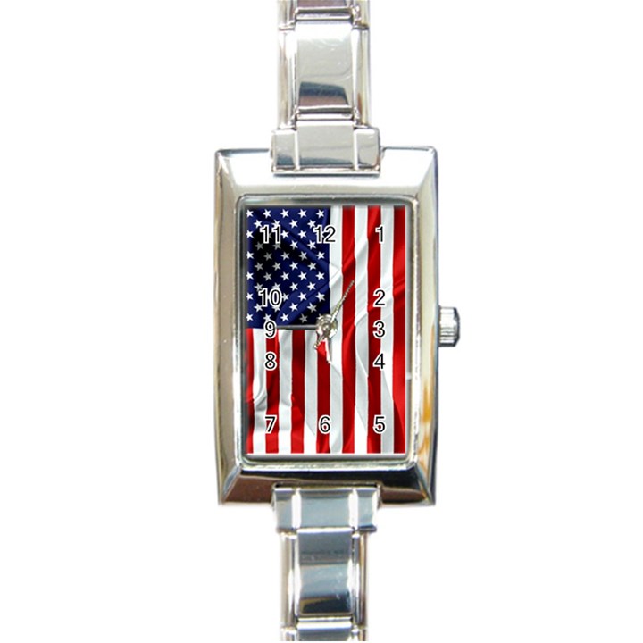 American Usa Flag Vertical Rectangle Italian Charm Watch