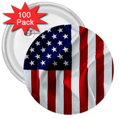 American Usa Flag Vertical 3  Buttons (100 Pack)  by FunnyCow