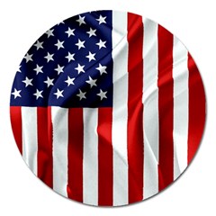 American Usa Flag Vertical Magnet 5  (round) by FunnyCow