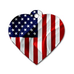 American Usa Flag Vertical Dog Tag Heart (two Sides) by FunnyCow