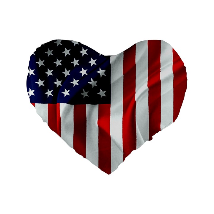 American Usa Flag Vertical Standard 16  Premium Flano Heart Shape Cushions