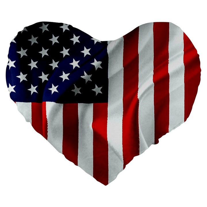 American Usa Flag Vertical Large 19  Premium Flano Heart Shape Cushions