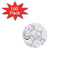 Dog Cat Pet Silhouette Animal 1  Mini Buttons (100 Pack)  by Sapixe