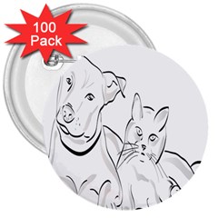 Dog Cat Pet Silhouette Animal 3  Buttons (100 Pack)  by Sapixe