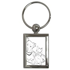 Dog Cat Pet Silhouette Animal Key Chains (rectangle) 