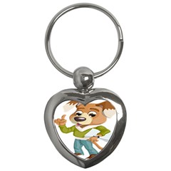 Dog Pet Dressed Point Papers Key Chains (heart)  by Sapixe