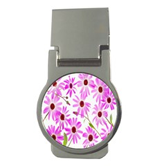 Pink Purple Daisies Design Flowers Money Clips (round)  by Nexatart
