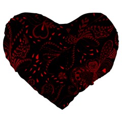 Seamless Dark Burgundy Red Seamless Tiny Florals Large 19  Premium Flano Heart Shape Cushions by flipstylezfashionsLLC