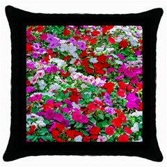 Colorful Petunia Flowers Throw Pillow Case (black) by FunnyCow