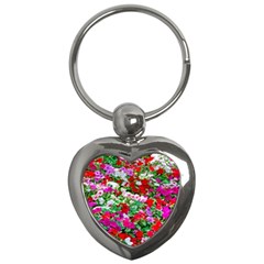 Colorful Petunia Flowers Key Chains (heart)  by FunnyCow