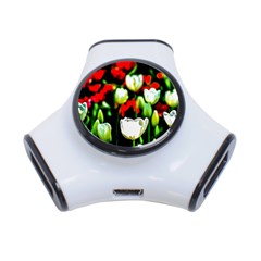 White And Red Sunlit Tulips 3-port Usb Hub by FunnyCow