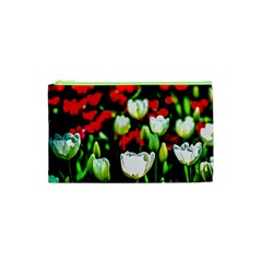 White And Red Sunlit Tulips Cosmetic Bag (xs) by FunnyCow