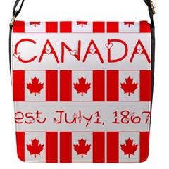 Canada Day Maple Leaf Canadian Flag Pattern Typography  Flap Messenger Bag (s) by yoursparklingshop