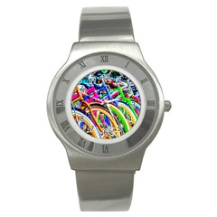 Colorful Bicycles In A Row Stainless Steel Watch by FunnyCow