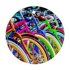 Colorful Bicycles In A Row Round Ornament (two Sides) by FunnyCow