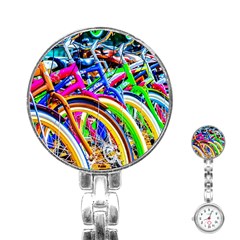 Colorful Bicycles In A Row Stainless Steel Nurses Watch by FunnyCow