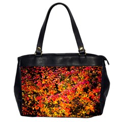 Orange, Yellow Cotoneaster Leaves In Autumn Office Handbags (2 Sides)  by FunnyCow
