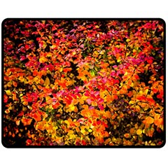 Orange, Yellow Cotoneaster Leaves In Autumn Double Sided Fleece Blanket (medium)  by FunnyCow