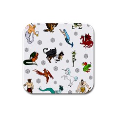 Dundgeon And Dragons Dice And Creatures Rubber Square Coaster (4 Pack)  by IIPhotographyAndDesigns
