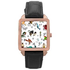 Dundgeon And Dragons Dice And Creatures Rose Gold Leather Watch  by IIPhotographyAndDesigns