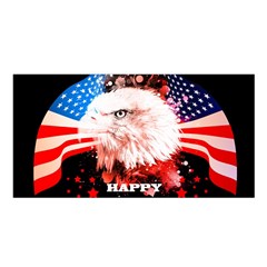 Independence Day, Eagle With Usa Flag Satin Shawl by FantasyWorld7