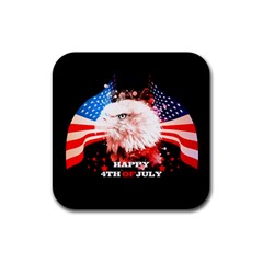 Independence Day, Eagle With Usa Flag Rubber Coaster (square)  by FantasyWorld7