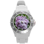 Lilac Bumble Bee Round Plastic Sport Watch (L)