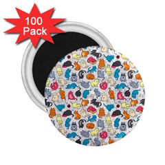 Funny Cute Colorful Cats Pattern 2 25  Magnets (100 Pack)  by EDDArt