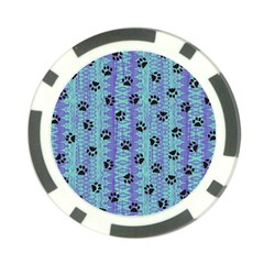 Footprints Cat Black On Batik Pattern Teal Violet Poker Chip Card Guard (10 Pack) by EDDArt