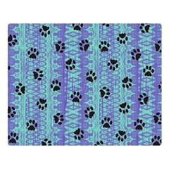 Footprints Cat Black On Batik Pattern Teal Violet Double Sided Flano Blanket (large)  by EDDArt