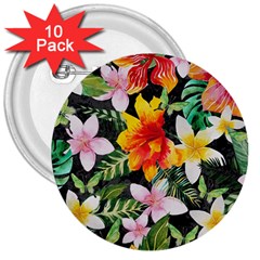 Tropical Flowers Butterflies 1 3  Buttons (10 Pack)  by EDDArt