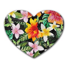 Tropical Flowers Butterflies 1 Heart Mousepads by EDDArt